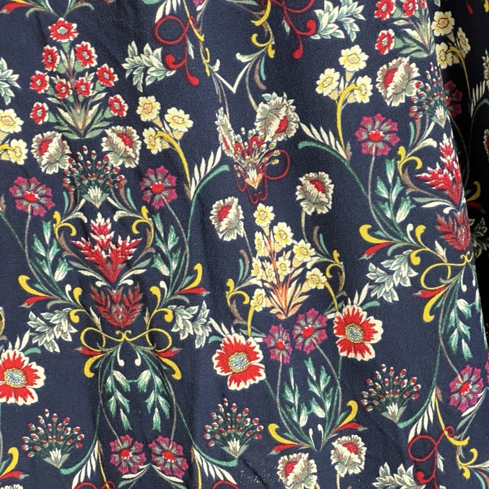 St John's Bay Top M Navy Multi Floral Whimsigoth Pullover Casual Boho Shirt‎ - Picture 10 of 12